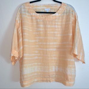 PureJill linen short sleeve shirt orange cream
